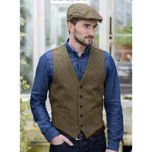 Mucros Weavers Tweed Waist coat | Brown Medium 100% wool NWT!